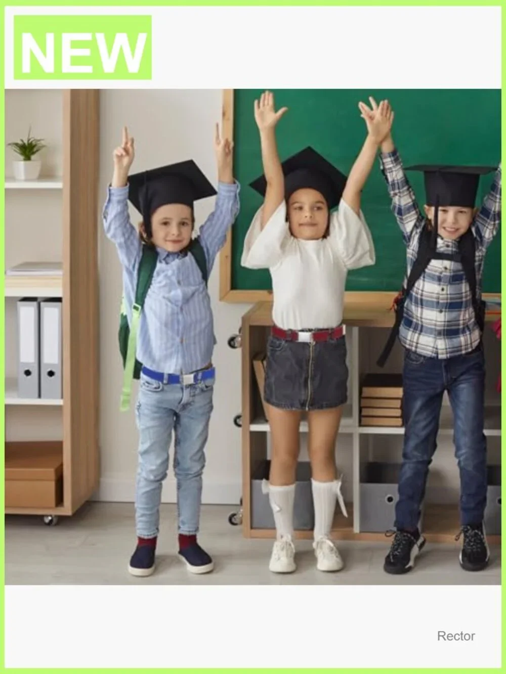 3-Pack Kids Elastic Stretch Belt with Silver Square Buckle